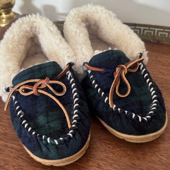 L.L. Bean Shoes - L.L. Bean Plaid Moccasin Slippers with Fleece Lining
